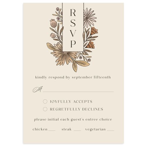 Timeless Wildflowers Wedding Response Cards Sepia Signature Standard