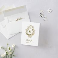 Ornate Vintage Crest Thank You Cards Umber