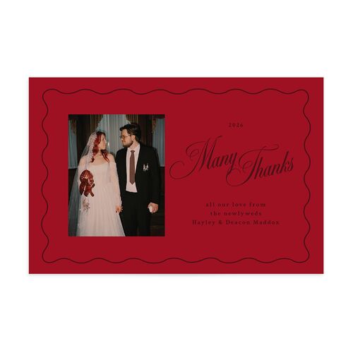 Holiday Eclectic Wavy Frame Thank You Postcards Ruby