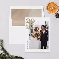 Bold Year Holiday Cards Gold Pure White Signature Blank Standard Portrait