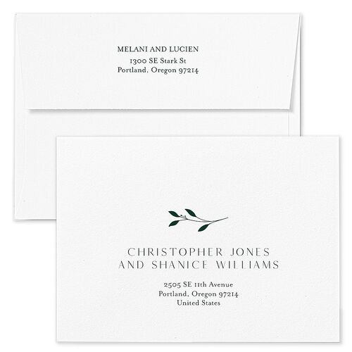 Christmas Sprigs Holiday Card Envelopes Kraft Dark Green Recipient Address Standard Signature