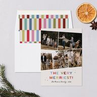 Very Merriest Retro Christmas Holiday Cards Linen Signature Blank Standard Landscape