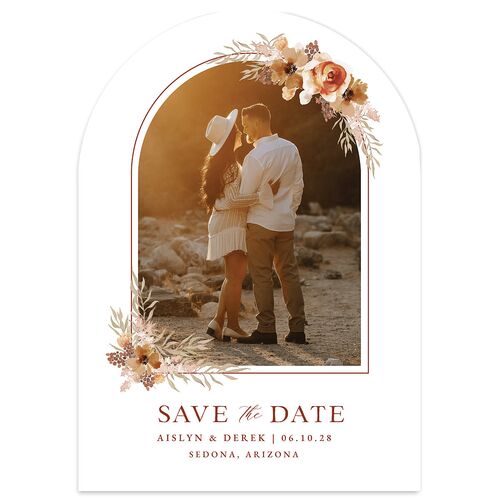 Boho Photo Save the Date Cards Copper Signature smooth Blank No Arch
