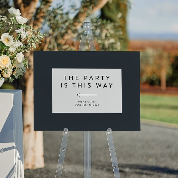 Blooming Botanical Standard Direction Sign Medium Ink Blue Standard Indoor Foam Core M Direction