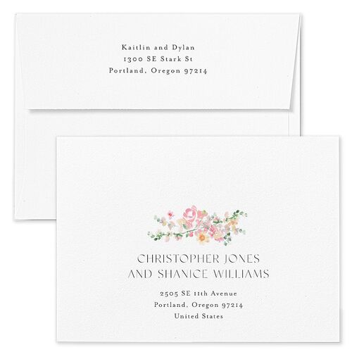 Pastel Flower Arch Wedding Invitation Envelopes Blue Pink Cotton Return Address Standard Signature