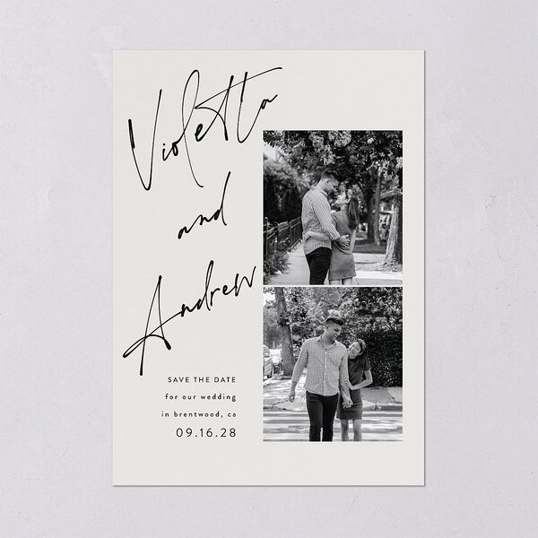 Signed Save The Date Cards Licorice Signature smooth Blank No Standard
