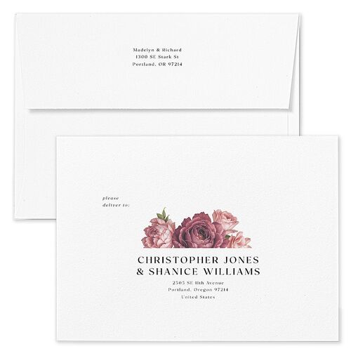 Vintage Awkward Photo Hearts Wedding Invitation Envelopes Terracotta Rose Quartz Return Address Standard Signature