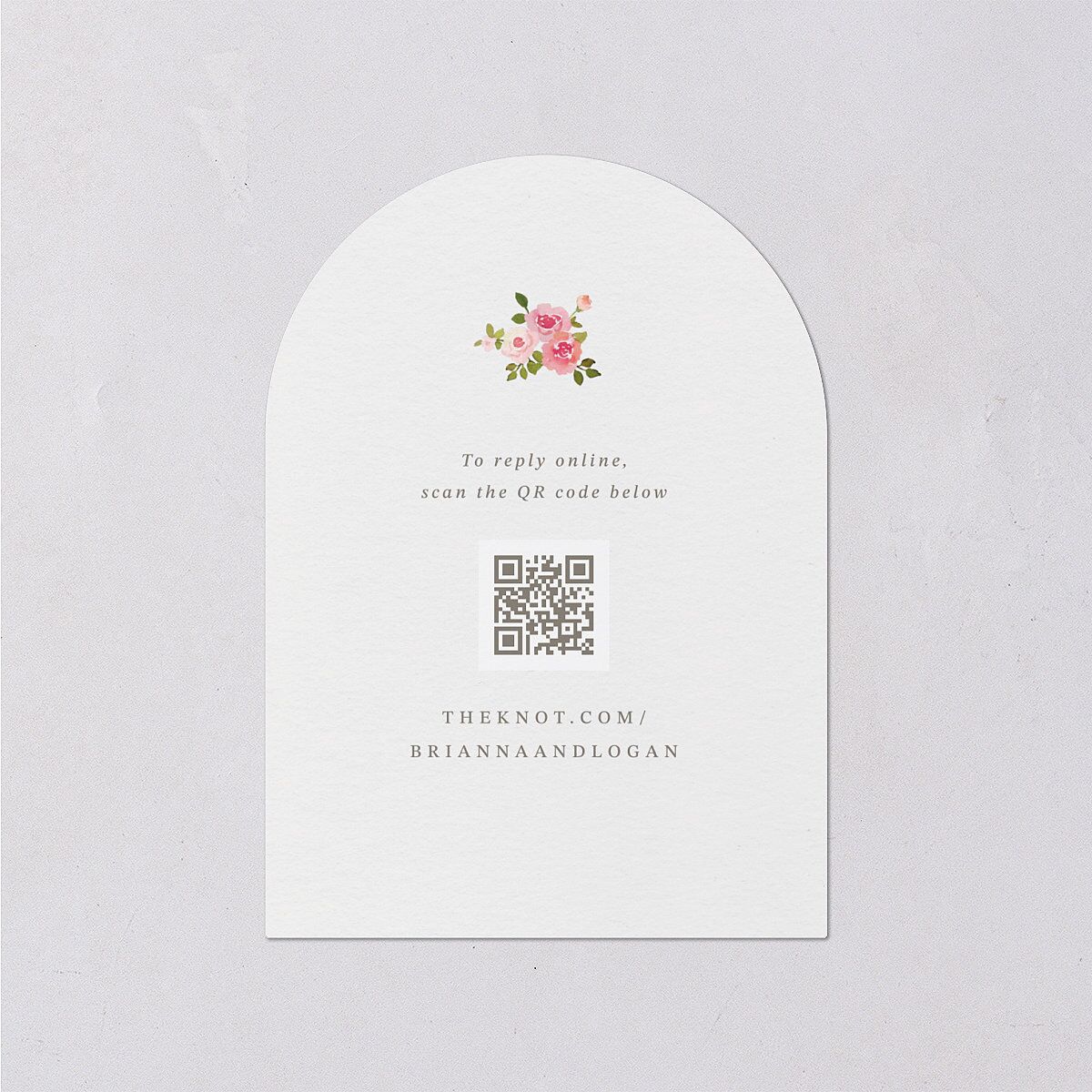 Watercolor Floral Crest Wedding Response Cards Shell Pink Signature Arch