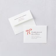 Striped Bow Photo Thank You Card Envelopes White Ruby Both Recipient and Return Addresses Signature Standard
