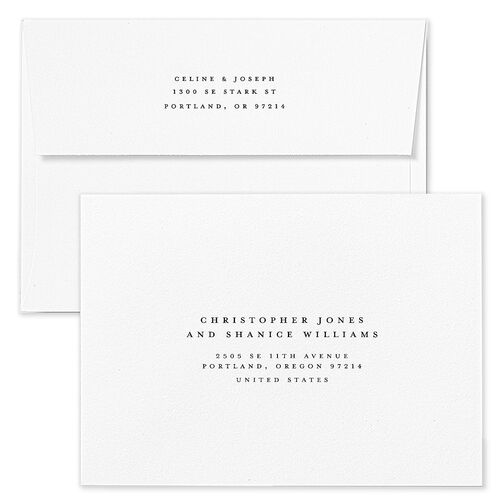 Classically Captured Photo Landscape Save The Date Card Envelopes Midnight White Both Recipient and Return Addresses Signature Standard