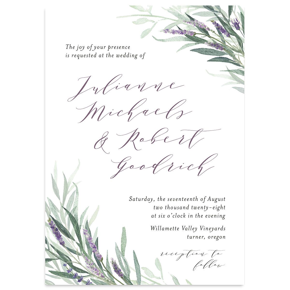 Lavender Sage Wedding Invitations
