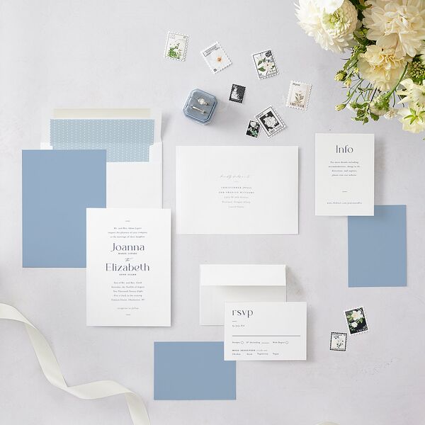 Refined Wedding Invitations Sea Blue Signature Blank No