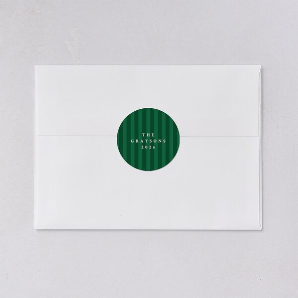 Classic Holiday Stripes Holiday Stickers Jewel Green Circle