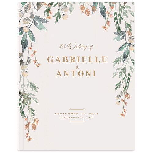 Rustic Vines Wedding Guest Book Blush
