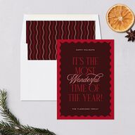 Most Wonderful Greeting Holiday Cards Maroon Signature Blank Standard