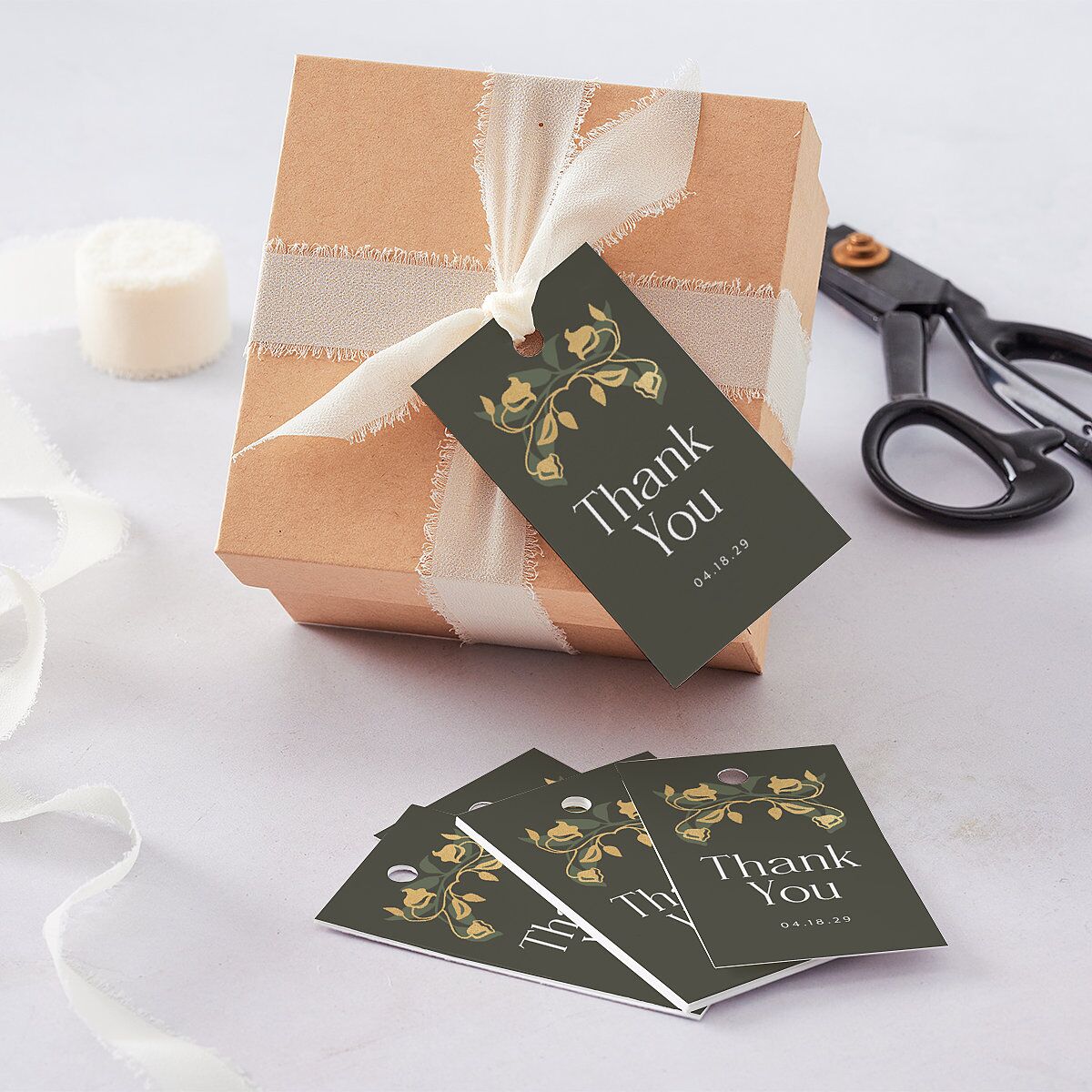 Rustic Nouveau Favor Gift Tags Gold Hunter Green Signature