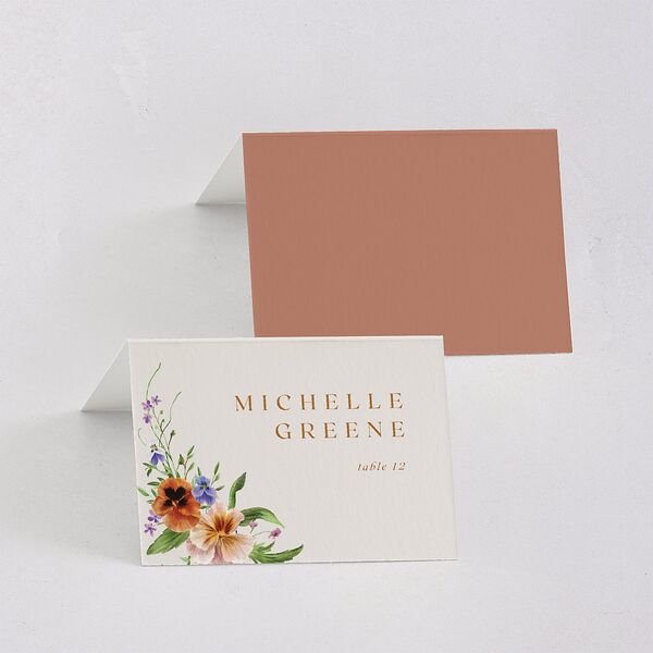 Wild Pansies Place Cards Rose Gold Signature