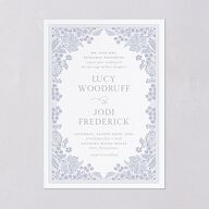 Floral Lace Wedding Invitations Dusty Blue Signature Blank No Standard