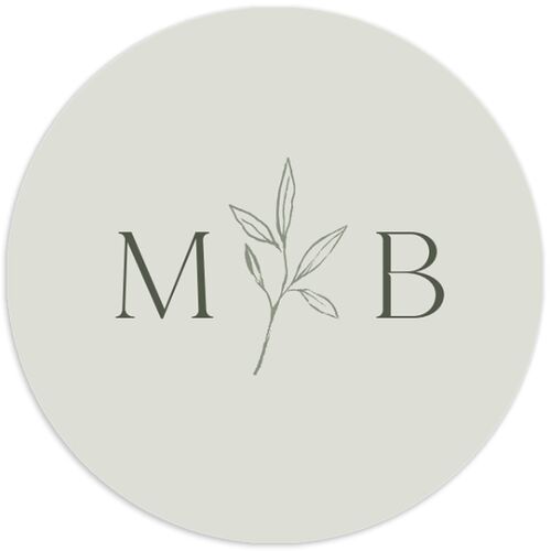 Botanical Accent Wedding Stickers Hunter Green Circle