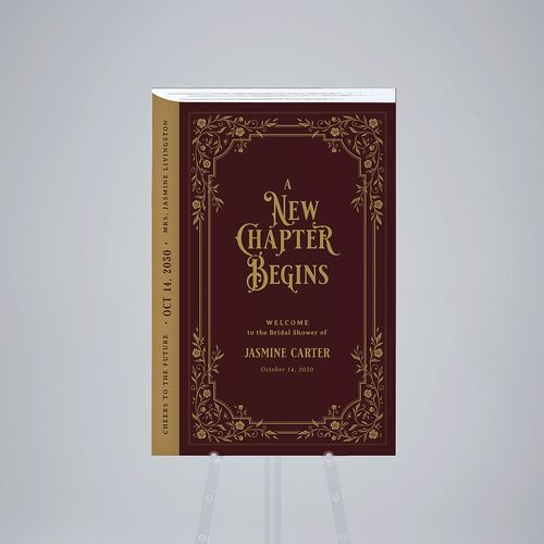 New Chapter Vintage Storybook Bridal Shower Standard Welcome Sign Large Merlot Standard Outdoor Corrugated L Welcome