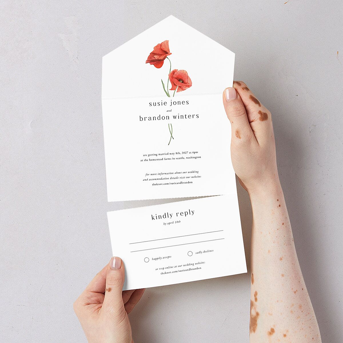Wild Poppies All-in-One Wedding Invitations — view 3