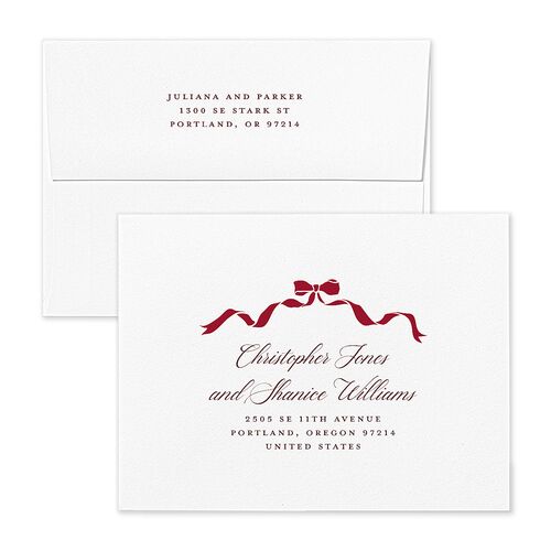 Very Married Christmas Photo Gallery Thank You Card Envelopes Burgundy Both Recipient and Return Addresses White Signature Standard