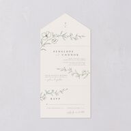Graceful Botanical Foil All-in-One Wedding Invitations Greenery Signature Light Both Recipient and Return Addresses No