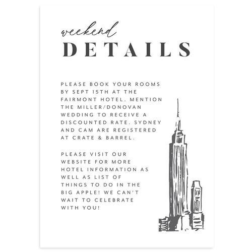 Love in NYC Wedding Enclosure Cards Medieval Grey Signature Standard