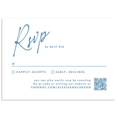 Elegant Modern Portrait Script Wedding Response Cards Sea Blue Signature Standard