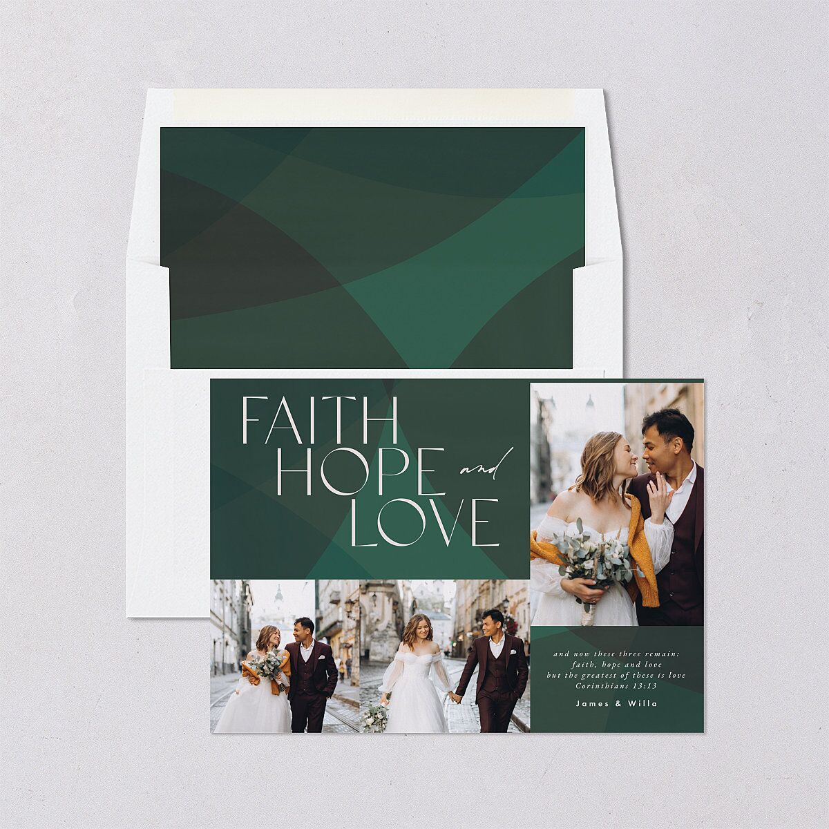 Faith Hope Love Holiday Cards Hunter Green Signature