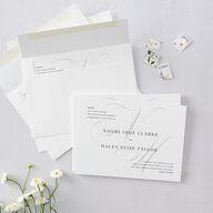 Elegant Monogram Wedding Invitations Pure White Signature Blank No Standard