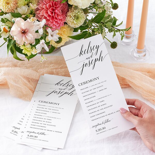 Painted Minimal Wedding Programs Midnight Signature