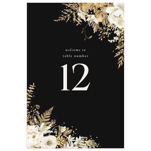 Gilded Fern Frame Botanical Table Numbers Gold Charcoal Signature