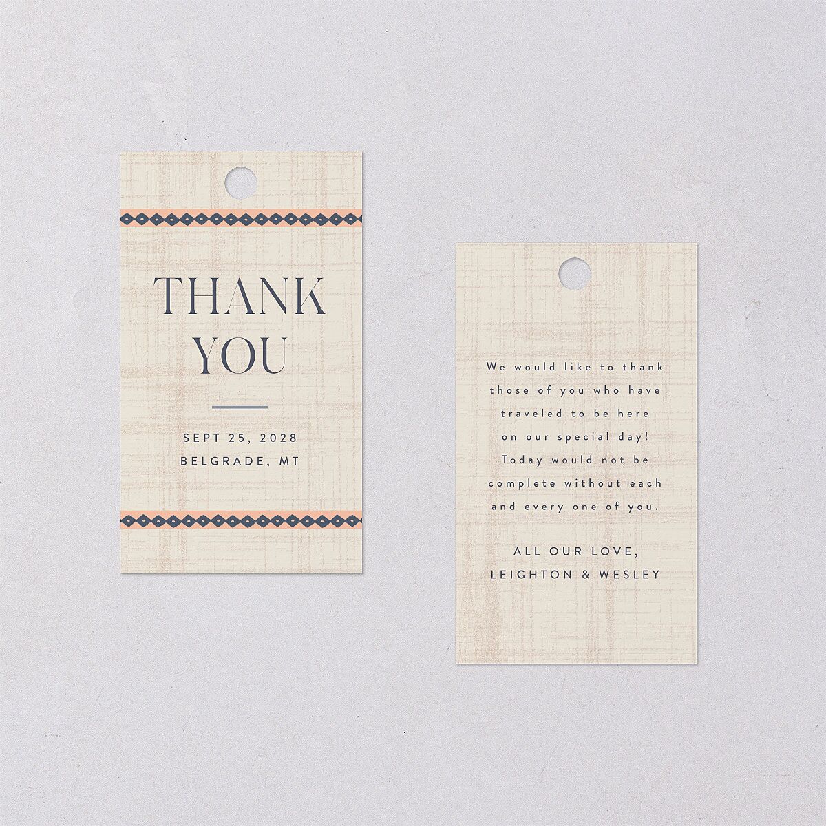 Western Tapestry Favor Gift Tags Linen Signature