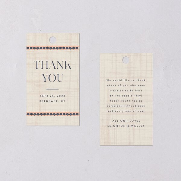 Western Tapestry Favor Gift Tags Linen Signature