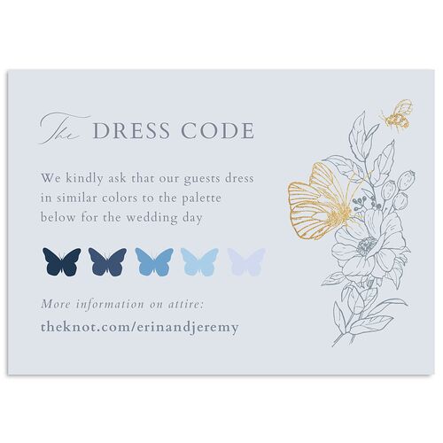 Butterfly Botanical Foil Wedding Enclosure Cards Gold Dusty Blue Signature Standard
