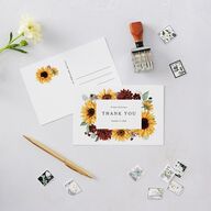 Classic Countryside Sunflowers Thank You Postcards Burgundy