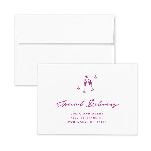 Hand Drawn Cake Response Card Envelopes White Mulberry Return Address Signature Standard