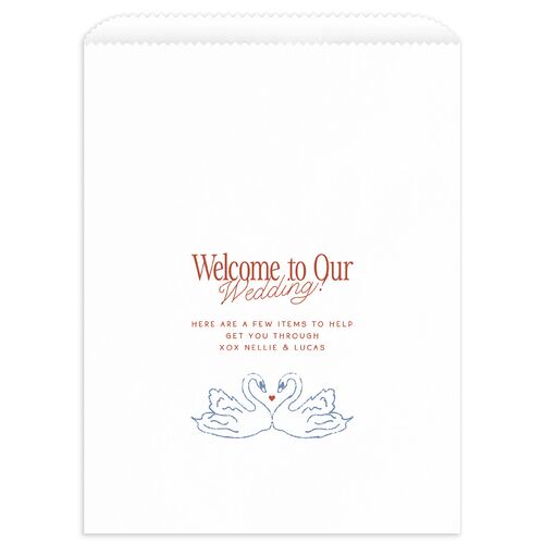 Modern Delicate Bows Wedding Day Paper Favor Bags Jewel Red White Wax-Lined Food Safe Paper