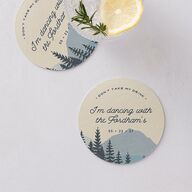 Vintage Mountain Coasters Dusty Blue Cardboard Circle