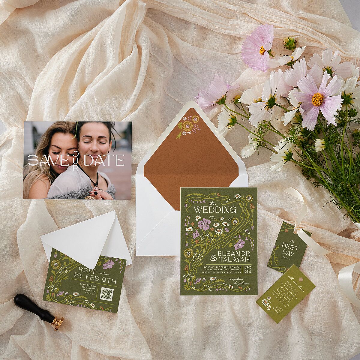 Wildflower Nouveau Favor Gift Tags Dark Camo Signature