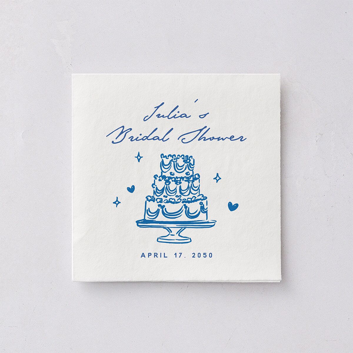 Hand Drawn Cake Bridal Shower Cocktail Napkins French Blue Napkin Uncoined