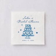 Hand Drawn Cake Bridal Shower Cocktail Napkins French Blue Napkin Uncoined