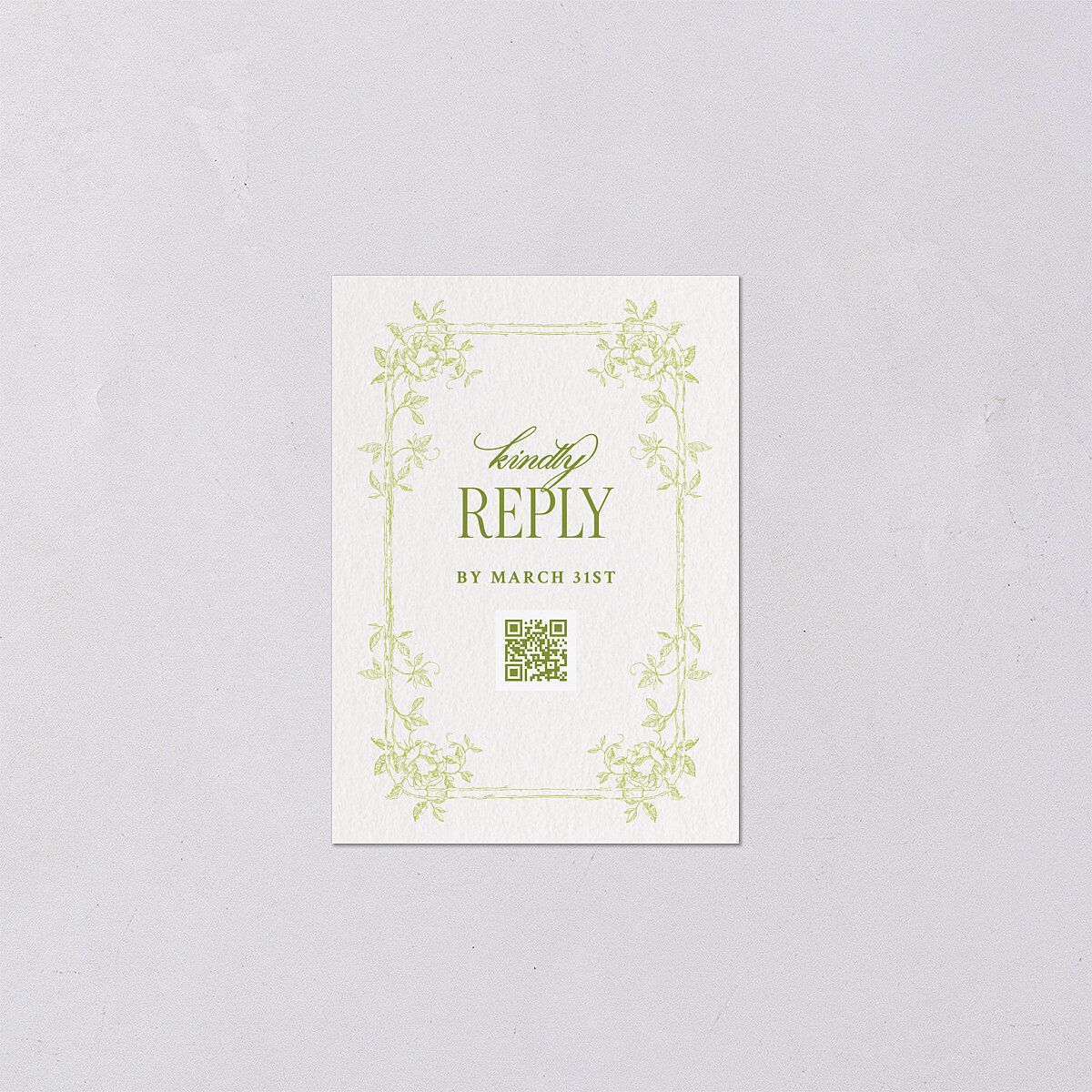 Vintage French Botanical QR Code RSVP Cards Meadow Signature Standard