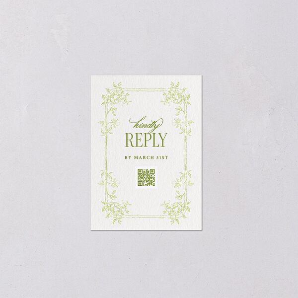 Vintage French Botanical QR Code RSVP Cards Meadow Signature Standard