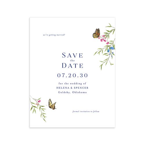 Rustic Butterfly Garden Save the Date Petite Cards Sapphire Signature smooth Blank No Standard