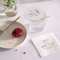 Timeless Floral Hoop Bridal Shower Wedding Day Coasters Pure White Cardboard Circle