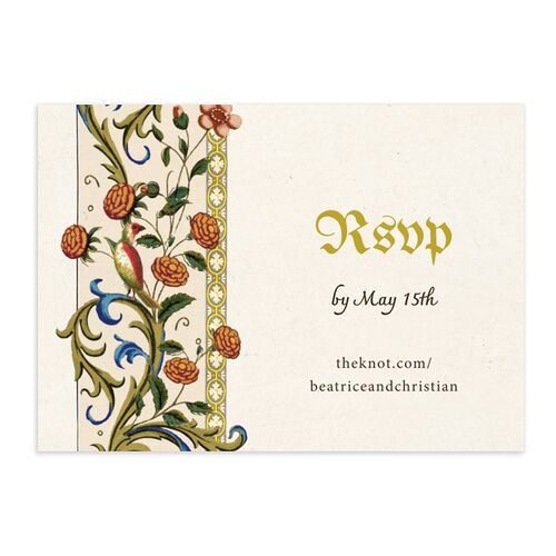 Medieval Renaissance QR Code RSVP Cards Moss Signature Standard