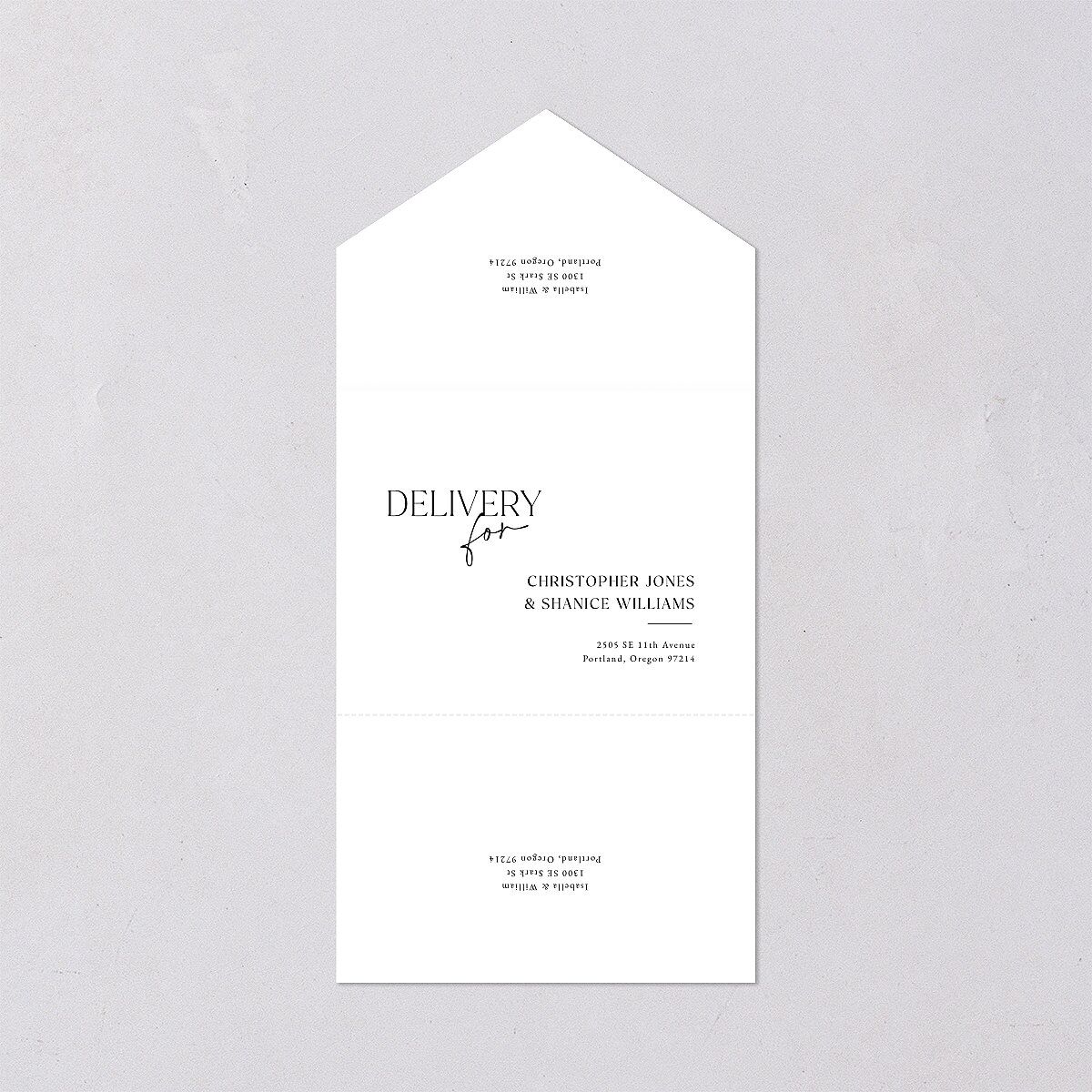 Nothing Fancy All-in-One Wedding Invitations Pure White Signature Light Both Recipient and Return Addresses No