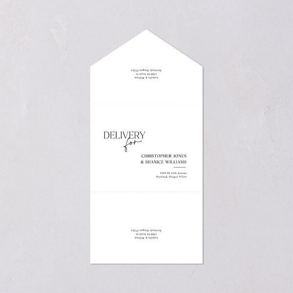 Nothing Fancy All-in-One Wedding Invitations Pure White Signature Light Both Recipient and Return Addresses No